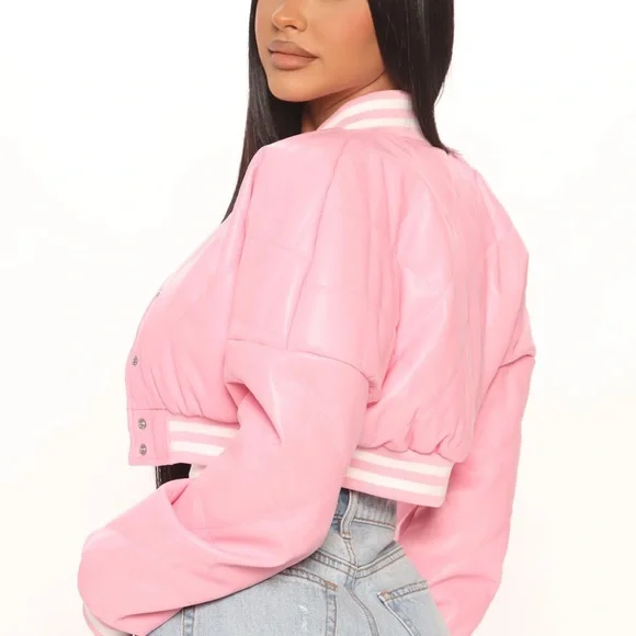 Pink cropped bomber jacket - Picture 2 of 7